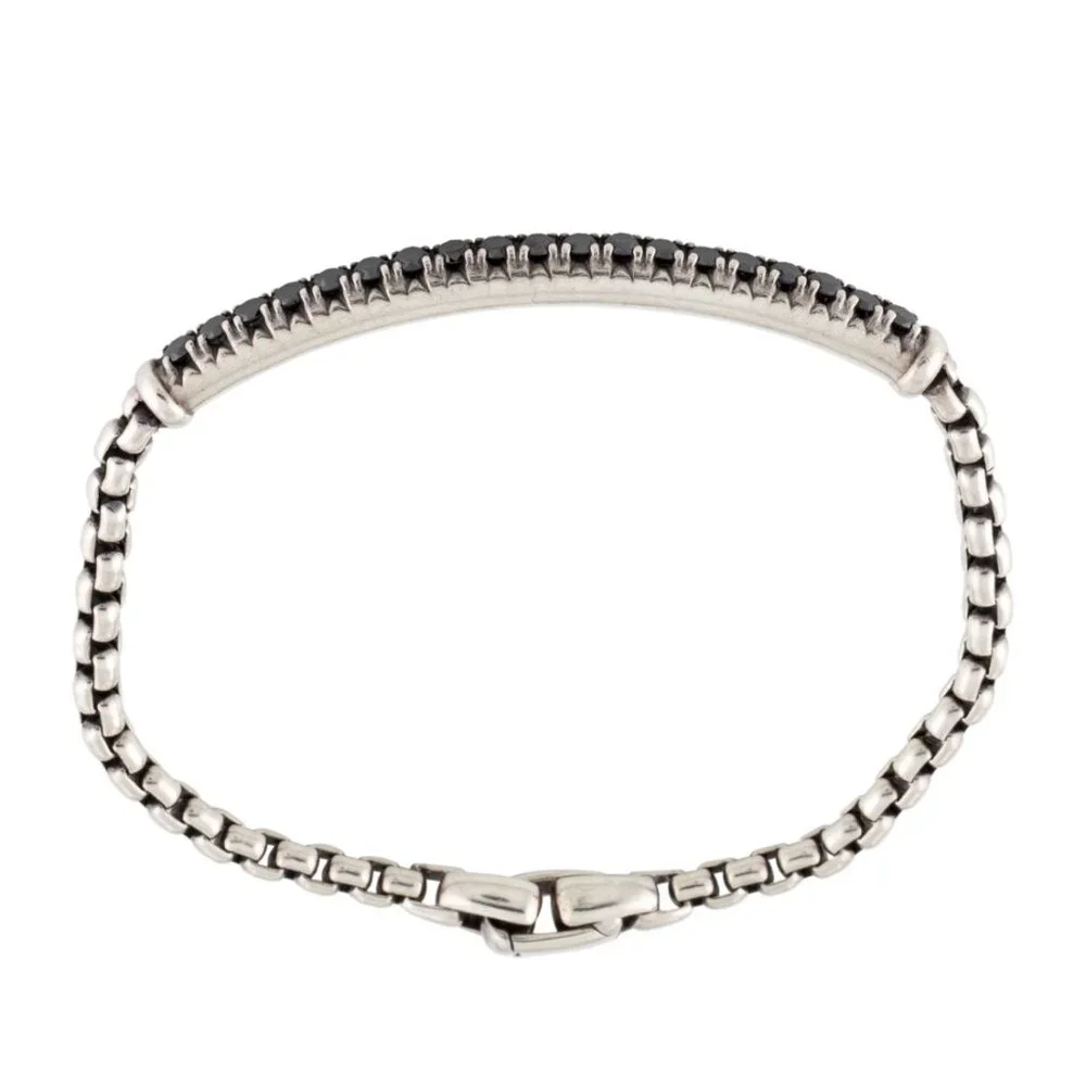 DAVID YURMAN DIAMOND 1.33CTW STERLING SILVER 925 METRO LINK BRACELET - Picture 5 of 7